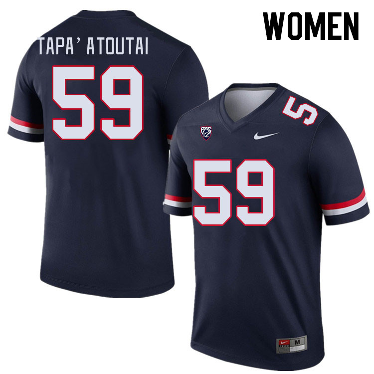 Women #59 Rhino Tapa'atoutai Arizona Wildcats College Football Jerseys Stitched-Navy - Click Image to Close